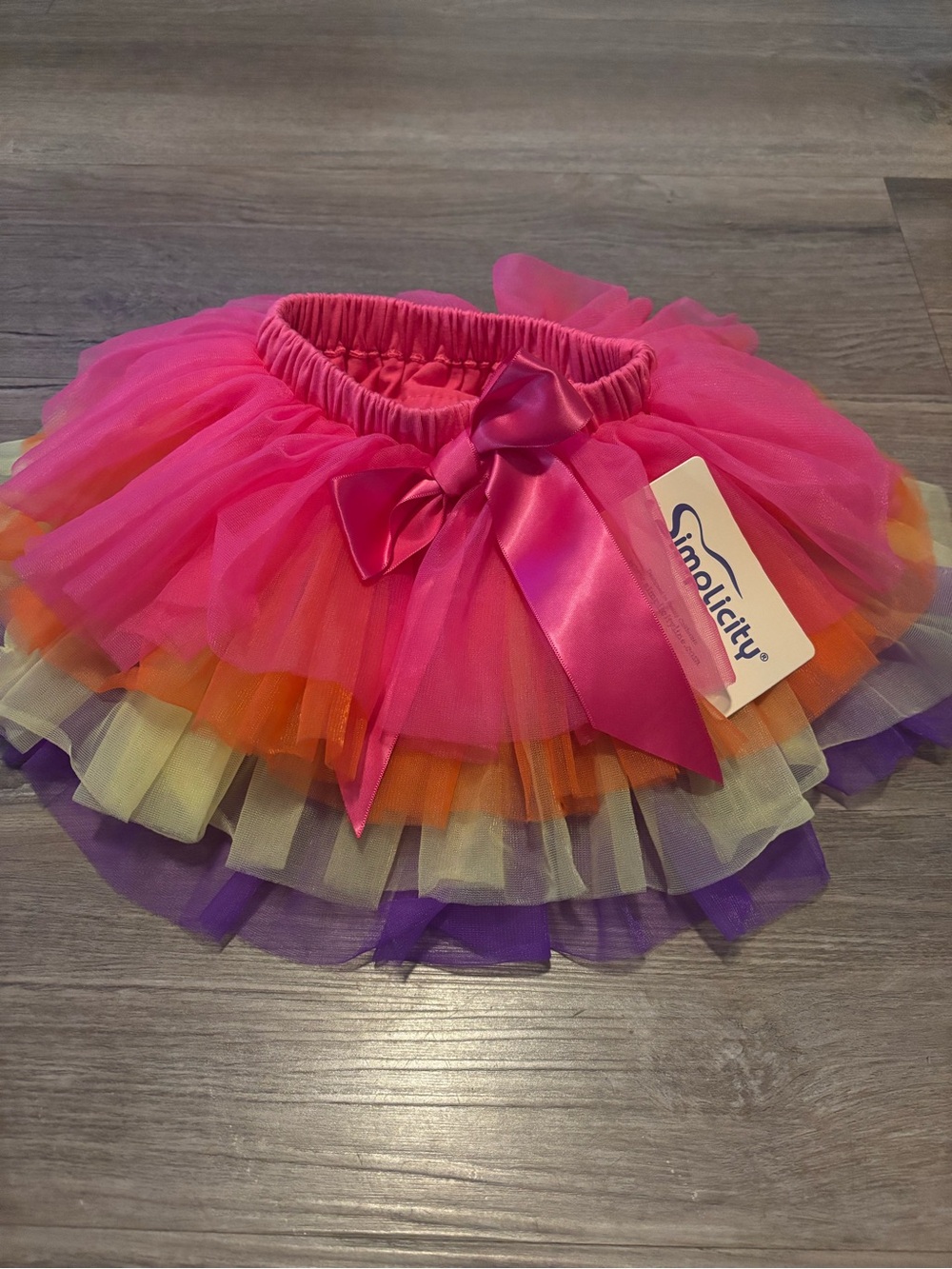 Simplicity Hot Pink Rainbow Layered Tutu Skirt with Satin Bow